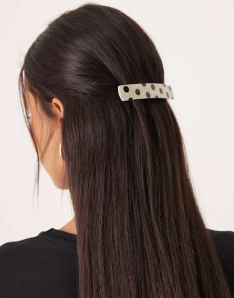 Sui Ava classic polka dot barrette hair clip in black and white - view 1