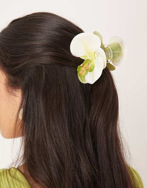 Sui Ava - Clip per capelli gialla con orchidea - view 1