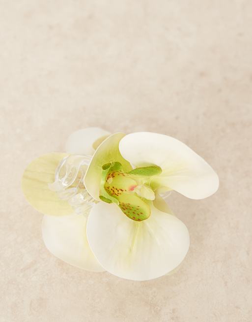 Sui Ava - Clip per capelli gialla con orchidea, 2 di 4