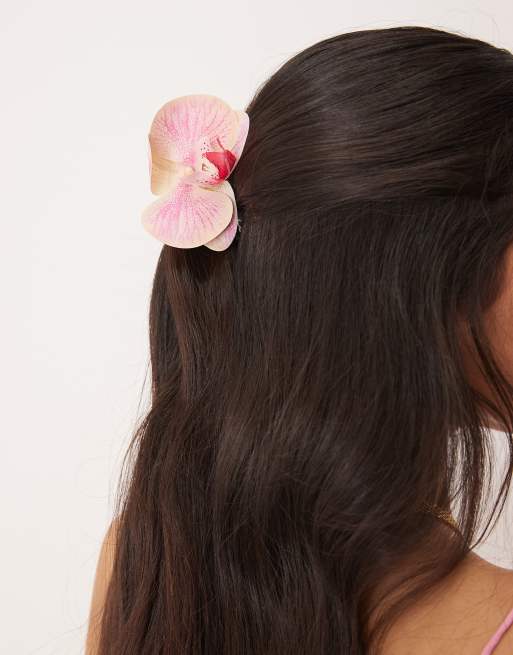 Sui Ava - Clip per capelli rosa con orchidea, 4 di 4