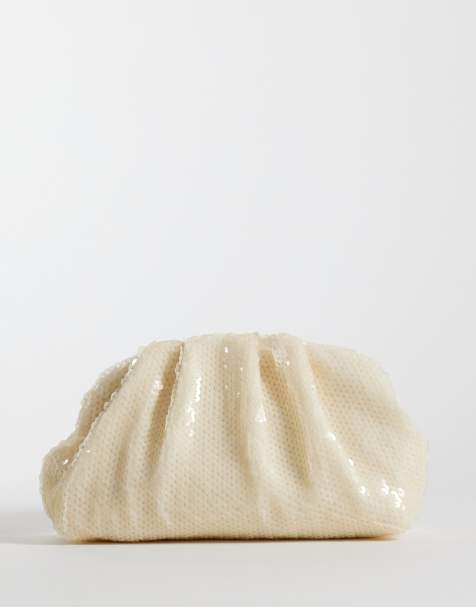 Sui Ava - Cremehvid clutch med pailletter - view 1