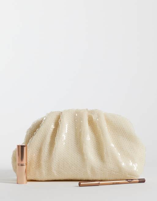 Sui Ava - Cremehvid clutch med pailletter, 2 af 4
