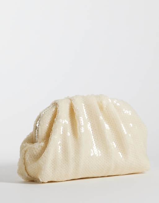 Sui Ava - Cremehvid clutch med pailletter, 4 af 4