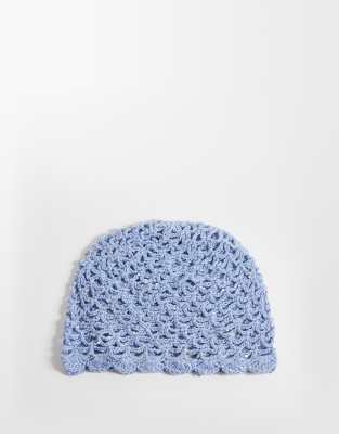 Sui Ava Crochet Sequin Hat In Blue