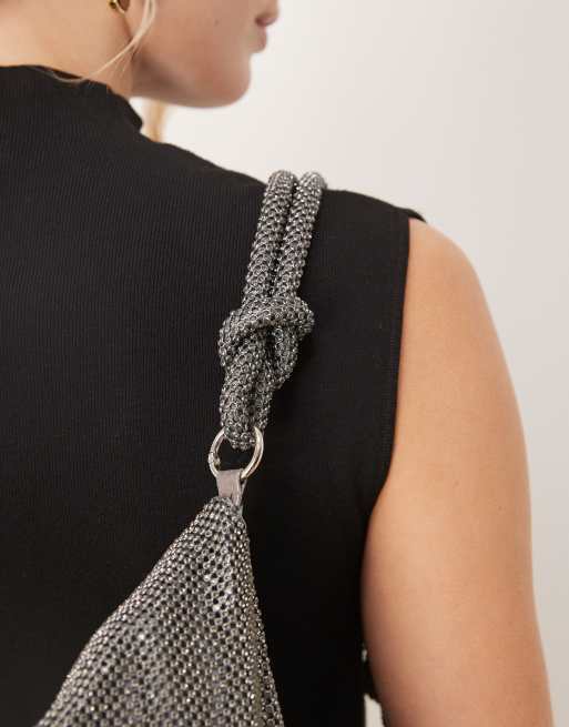 Sui Ava - Crystal Vibes Fall - Sac porté épaule avec détails noués - Argenté, 4 de 4
