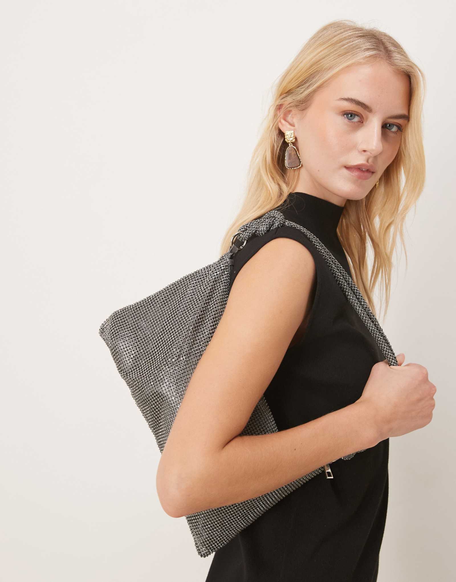 Осенняя сумка через плечо Sui Ava crystal vibes с серебристым узлом