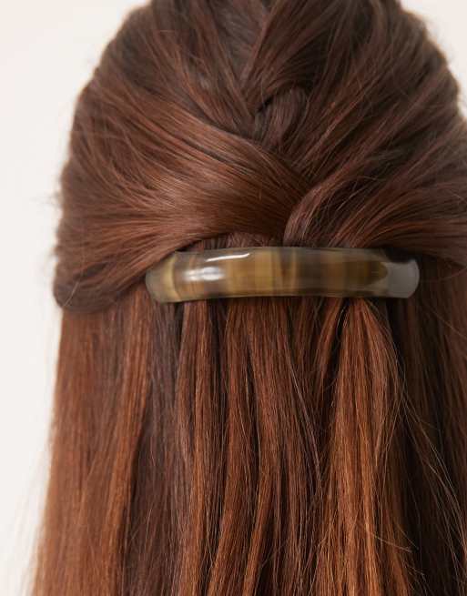 Sui Ava curved hair clip in brown stripe