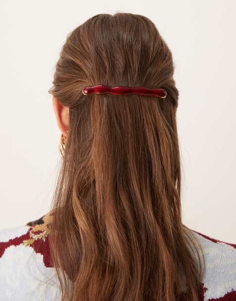 Sui Ava enamel hair clip in burgundy - view 1