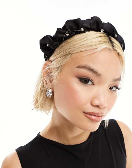 SUI - AVA - Fascia per capelli nera con strass