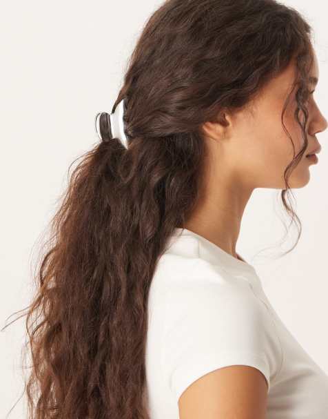 Sui Ava - Fermaglio per capelli argentato metallizzato lucido - view 1