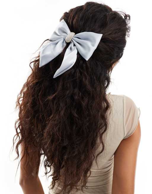 SUI AVA - Fermaglio per capelli blu a forma di fiocco con strass