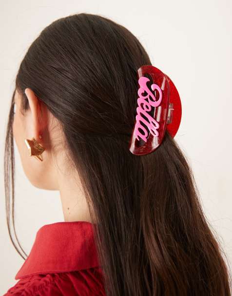 Sui Ava - Fermaglio per capelli medio luccicante rosso con scritta "Ciao Bella" - view 1