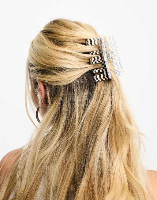 SUI AVA - Fie Denim - Pinza per capelli blu a quadri