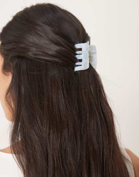 Sui Ava Fir marble mini hair claw in blue - view 1