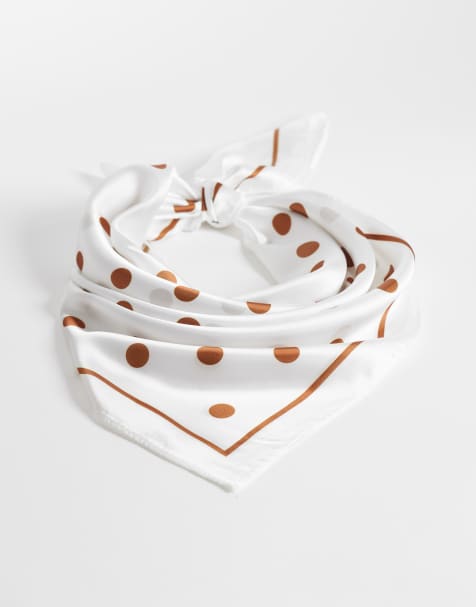 Sui Ava - Foulard marrone e bianco a pois - view 1