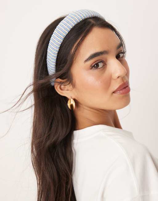 Sui Ava - Gebreide haarband met strepen in blauw