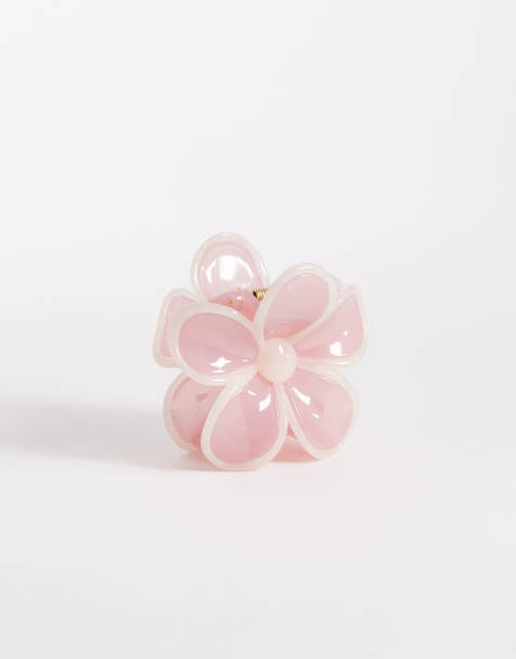 Sui Ava – Große Haarklammer in Rosa mit Butterblumen-Design - view 1