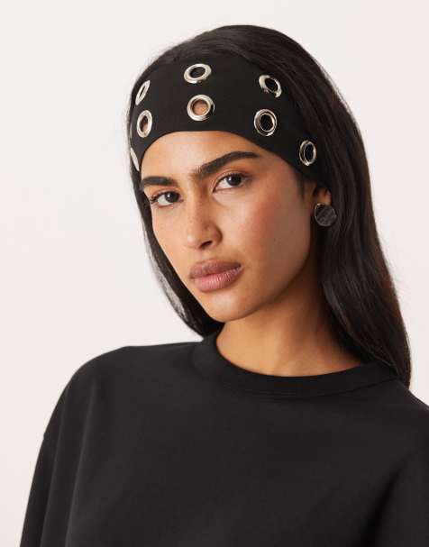 Sui Ava grommets headband in black - view 1