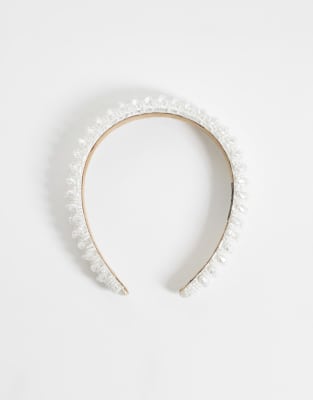 Sui Ava - Haarreif in Weiß mit Perlenbesatz