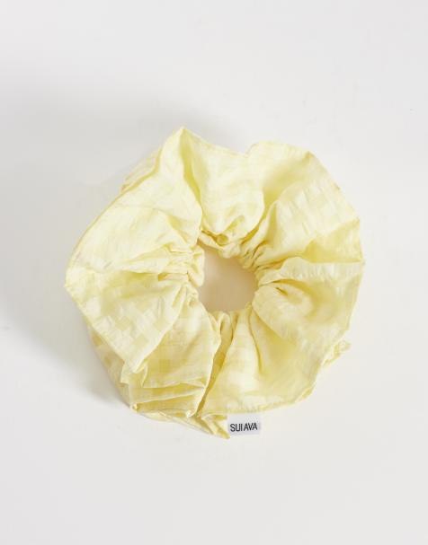 Sui Ava - Haarscrunchie met ruitjes in geel - view 1