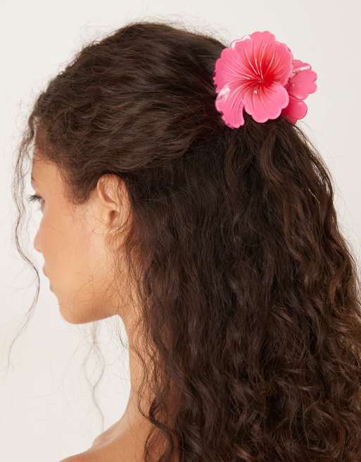Sui Ava Hawaii flower large hair claw in hot pink, 3 of 3