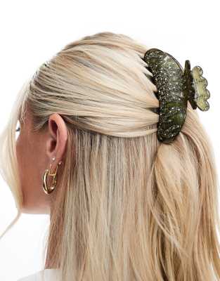 Sui Ava Helen Fire Up hair claw in army green-Brown