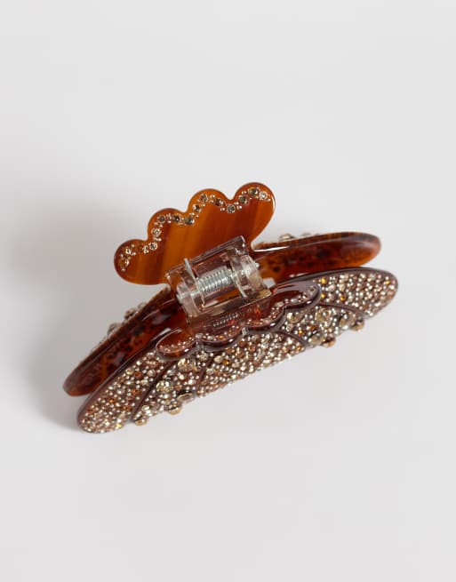 Sui Ava Helen lume mellanstor hårklämma i brun, 2 av 3