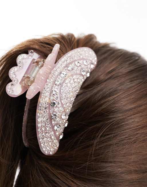 SUI AVA - Helen - Pinza per capelli media rosa con strass