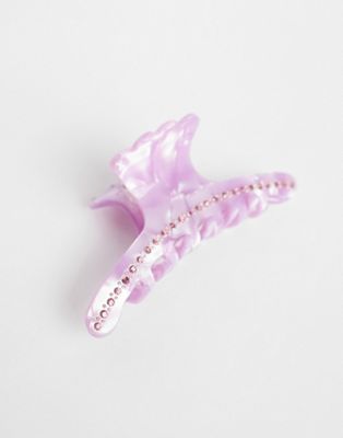 SUI AVA helen wrapped big diamante hair claw clip in lilac - ASOS Price Checker