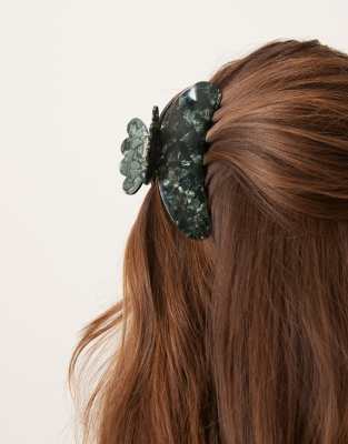 Sui Ava Helle big hair claw in forest green