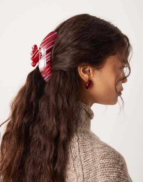 Sui Ava helle candy cane big hair claw in pink - view 1