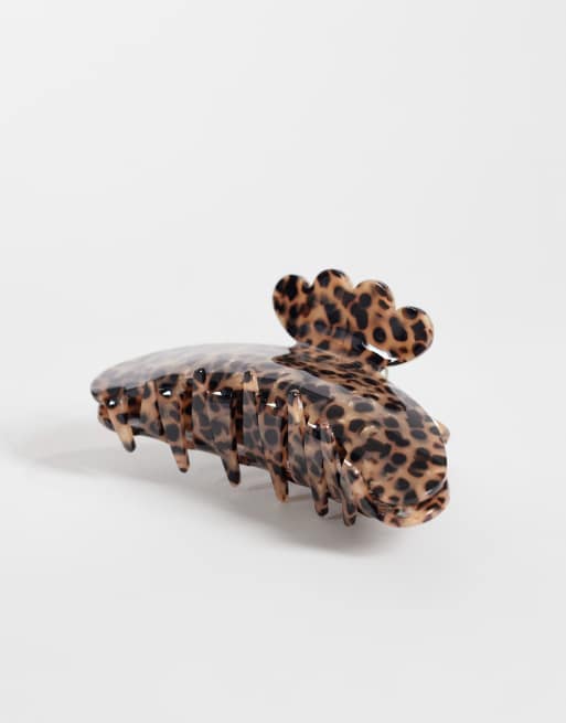 Sui Ava Helle Leo pinza grande para el pelo con estampado carey marrón, 3 de 3