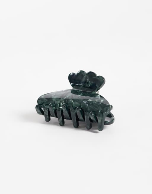 Sui Ava helle nordic mini hair claw in green marble, 3 of 3