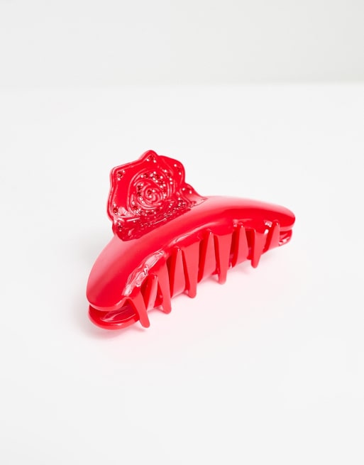 Sui Ava - Helle Rose - Pince à cheveux moyenne avec motif rose - Rouge