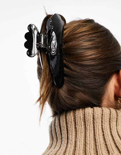 SUI AVA helle starry night big hair claw clip in black glitter, 4 of 4