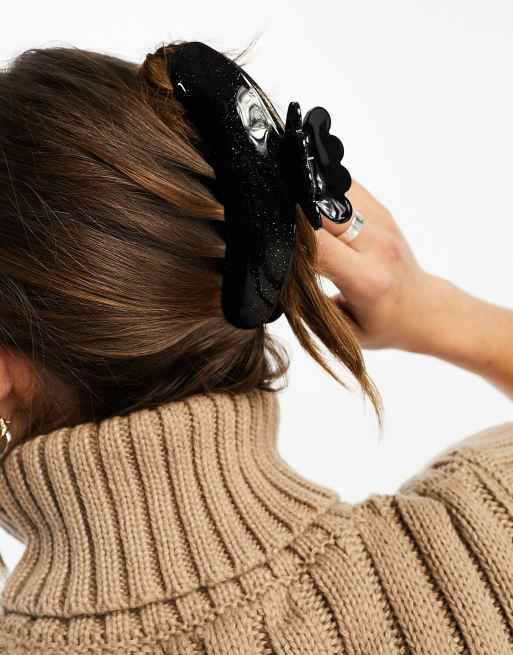 SUI AVA - Helle Starry Night - Grande pince à cheveux - Noir pailleté