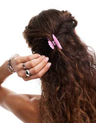 Sui Ava SUI AVA helle sunkissed mini hair claw clip in pink marble