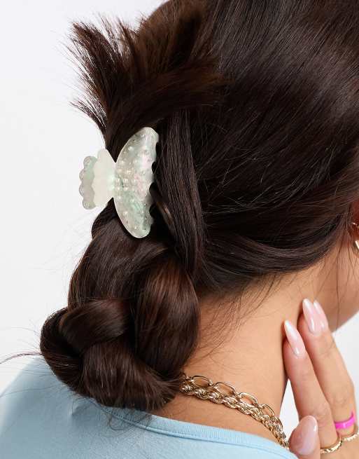 SUI AVA helle treasure mini pearl hair claw clip in white
