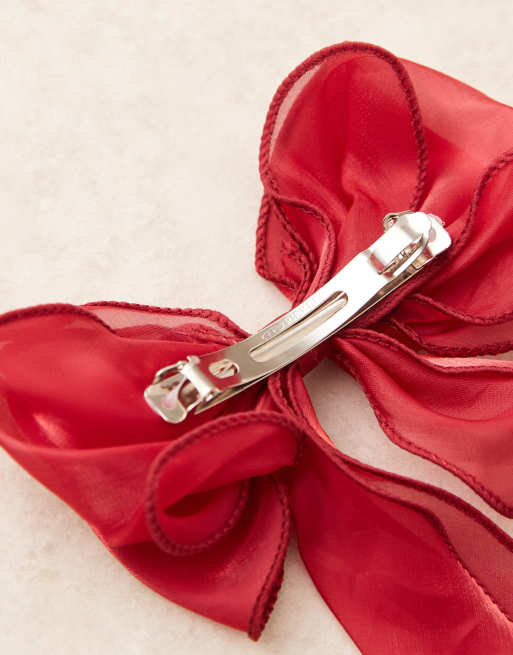 Sui Ava - Holly - Hårklemme med rød sløjfe i organza, 4 af 4