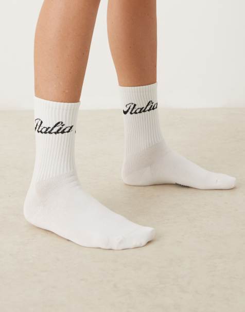 Sui Ava - Hvide sportssokker med 'Italia'-slogan - view 1