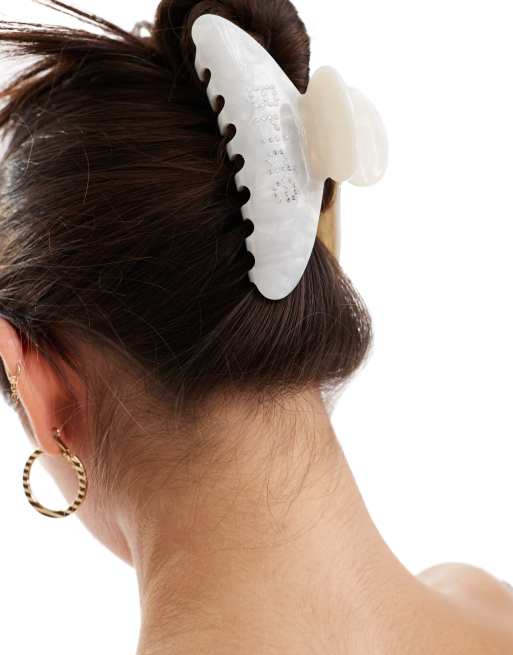 SUI AVA ida bride embellished big hair claw in cream resin , 4 of 4
