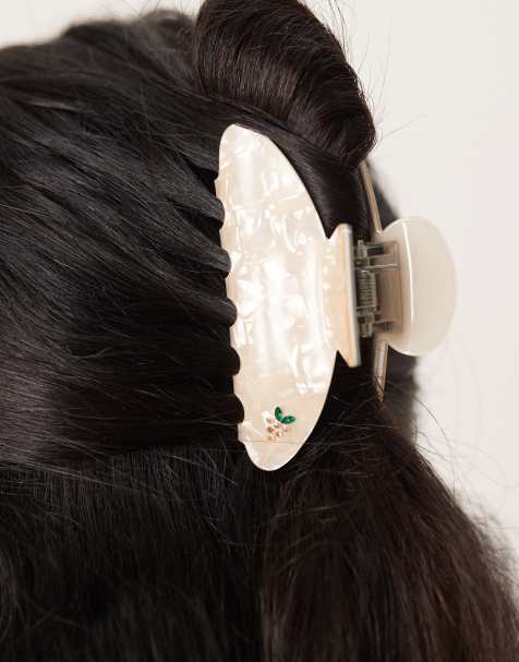 Sui Ava - Ida - Pince à cheveux moyenne avec détail fruit ornementé - Lait - view 1
