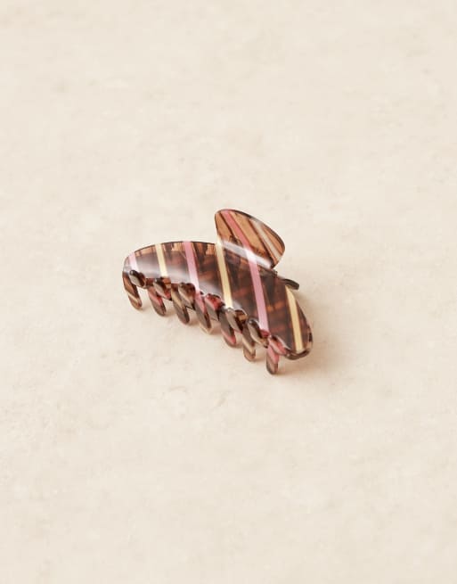 Sui Ava Ida striped big hair claw in red and brown, 2 of 3