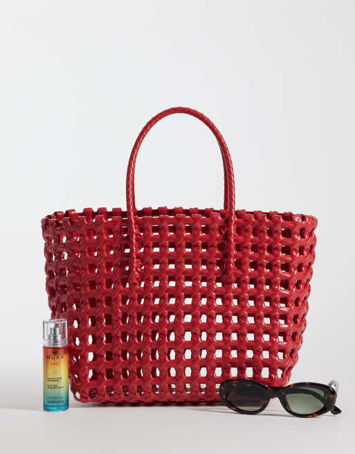 Sui Ava - Kaya - Tote bag piccola rossa intrecciata, 2 di 4