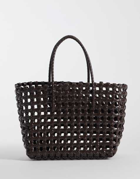 Sui Ava Kaya woven small tote bag in brown - view 1