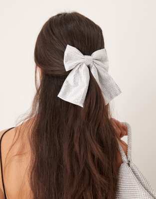 Sui Ava Kelly crystal bow in silver φωτογραφία