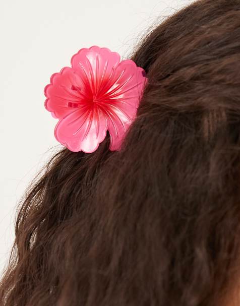 Sui Ava – Klarrosa, stor hårklämma med Hawaii-blomma - view 1