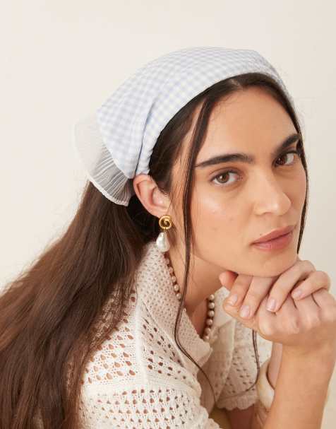 Sui Ava – Kopftuch in Babyblau mit Vichy-Karos - view 1