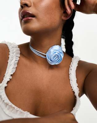 SUI AVA la mia rose corsage necklace and belt in light blue - ASOS Price Checker