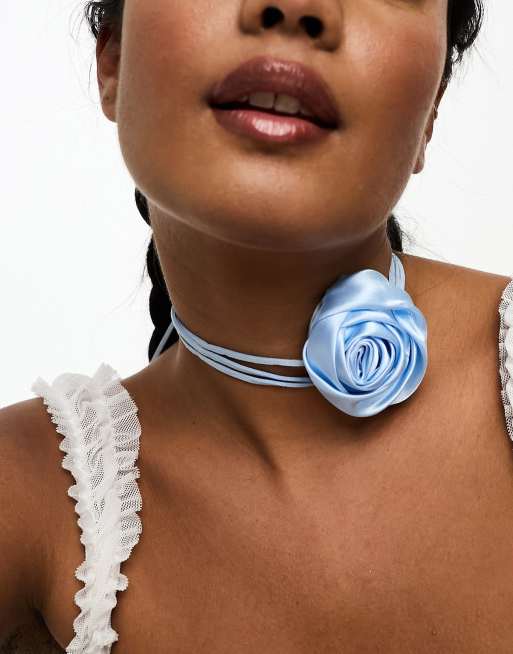 Blue store rose necklace